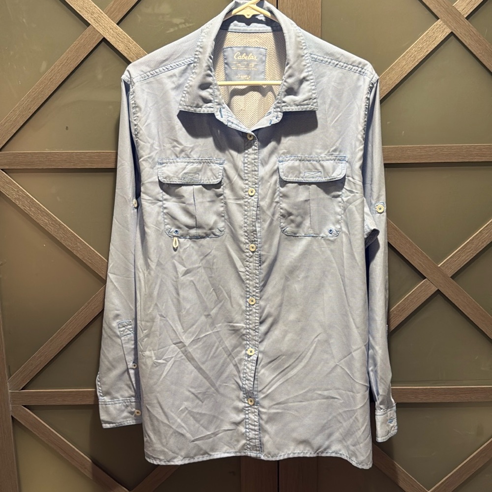 Cabela's Long Sleeve Fishing Shirt Vented Blue
Houndstooth 4Most UPF 30 size 2XL